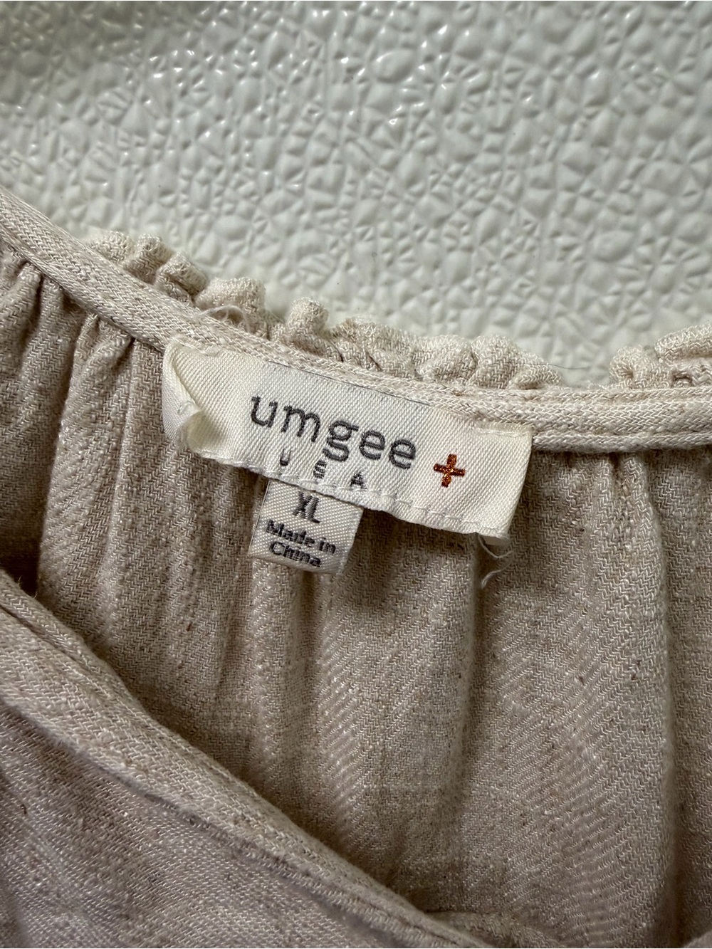 Umgee Cream Peasant Tie-Front Ruffle Tunic - Picture 3 of 3